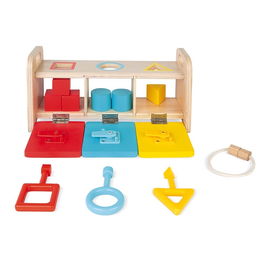 Janod - Juguete interactivo de madera MONTESSORI 10 piezas