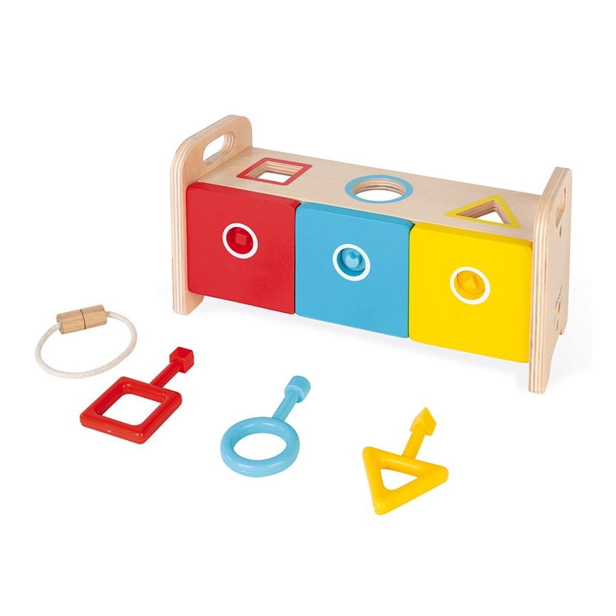 Janod - Juguete interactivo de madera MONTESSORI 10 piezas