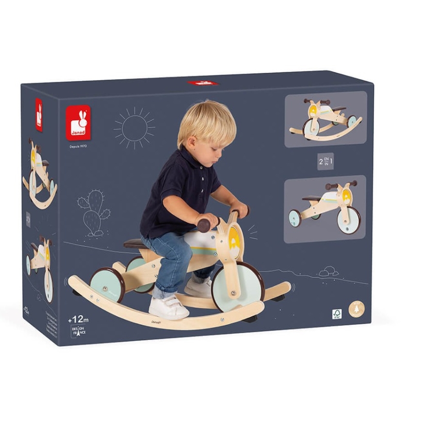 Janod - Triciclo de madera para niños 2en1
