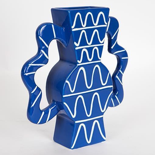 Jarrón de ceramica 37,5x35,5 cm azul