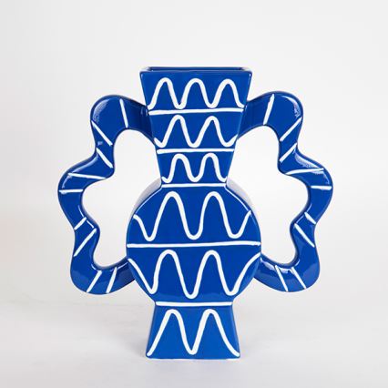 Jarrón de ceramica 37,5x35,5 cm azul