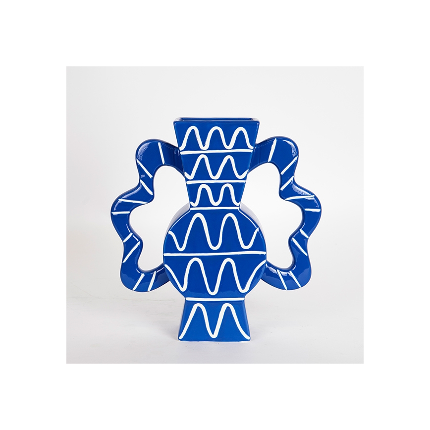 Jarrón de ceramica 37,5x35,5 cm azul