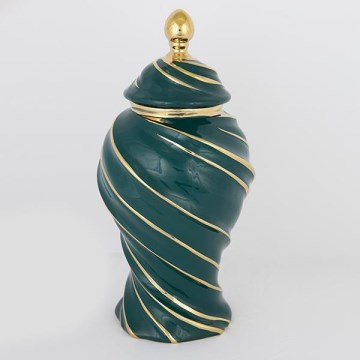 Jarrón de ceramica 41x20 cm dorado/verde