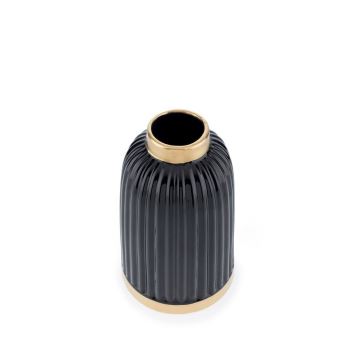 Jarrón de cerámica ROSIE 20,5x12 cm negro/dorado