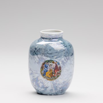 Jarrón de porcelana 12,5x9 cm azul nacarado gracias