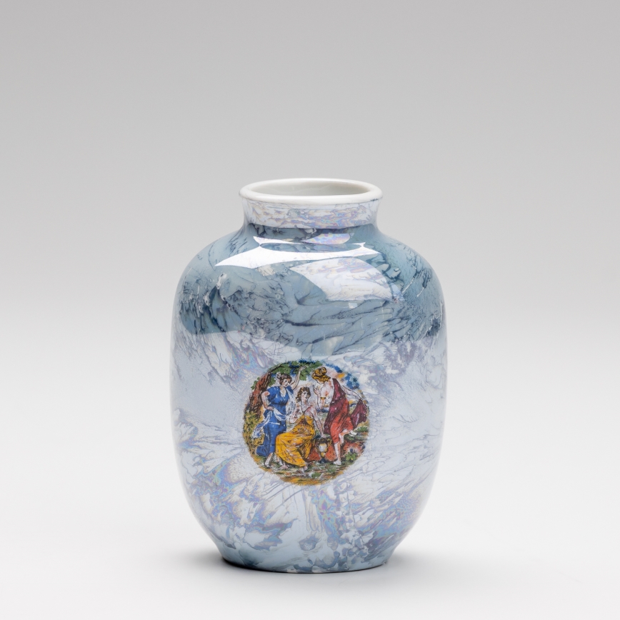 Jarrón de porcelana 12,5x9 cm azul nacarado gracias