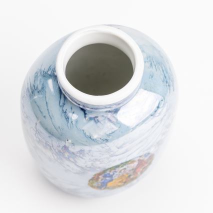 Jarrón de porcelana 12,5x9 cm azul nacarado gracias