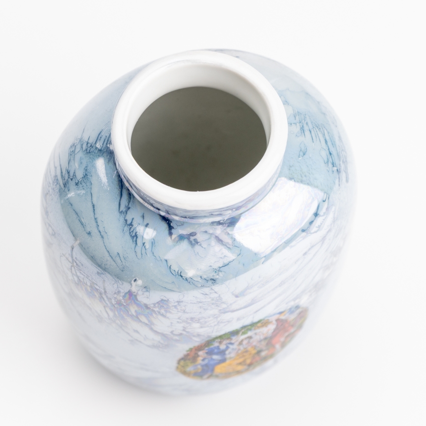 Jarrón de porcelana 12,5x9 cm azul nacarado gracias