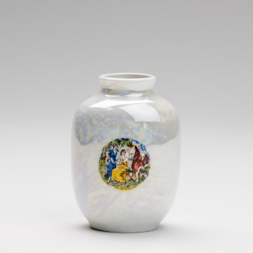 Jarrón de porcelana 12,5x9 cm blanco nacarado gracias