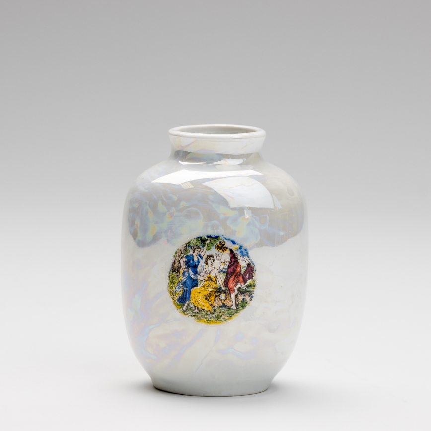 Jarrón de porcelana 12,5x9 cm blanco nacarado gracias