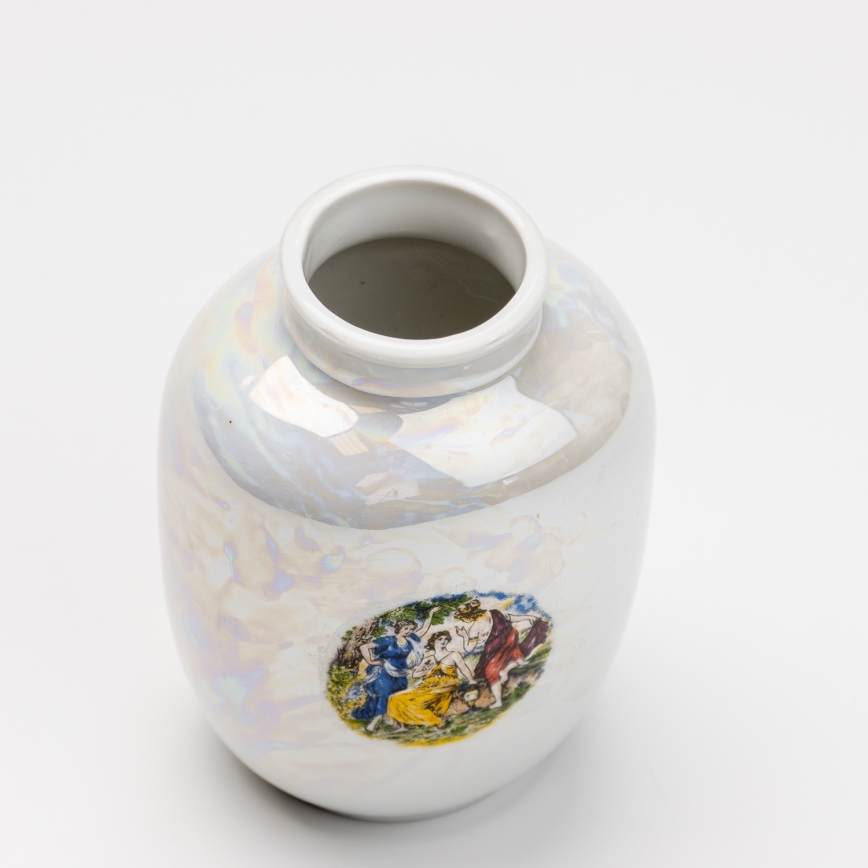 Jarrón de porcelana 12,5x9 cm blanco nacarado gracias