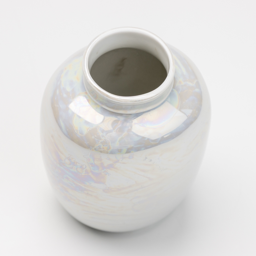 Jarrón de porcelana 12,5x9 cm blanco perlado