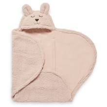 Jollein - Manta para envolver al bebé fleece Bunny 100x105 cm Pale Pink