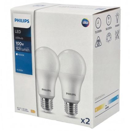 JUEGO 2x Bombilla LED Philips A67 E27/13W/230V 4000K