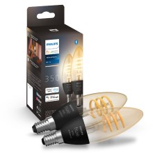 JUEGO 2x bombillas LED regulables Philips Hue WHITE AMBIANCE E14/4,6W/230V