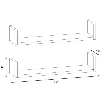 JUEGO 2x Estante de pared IRIS 14,5x63 cm blanco