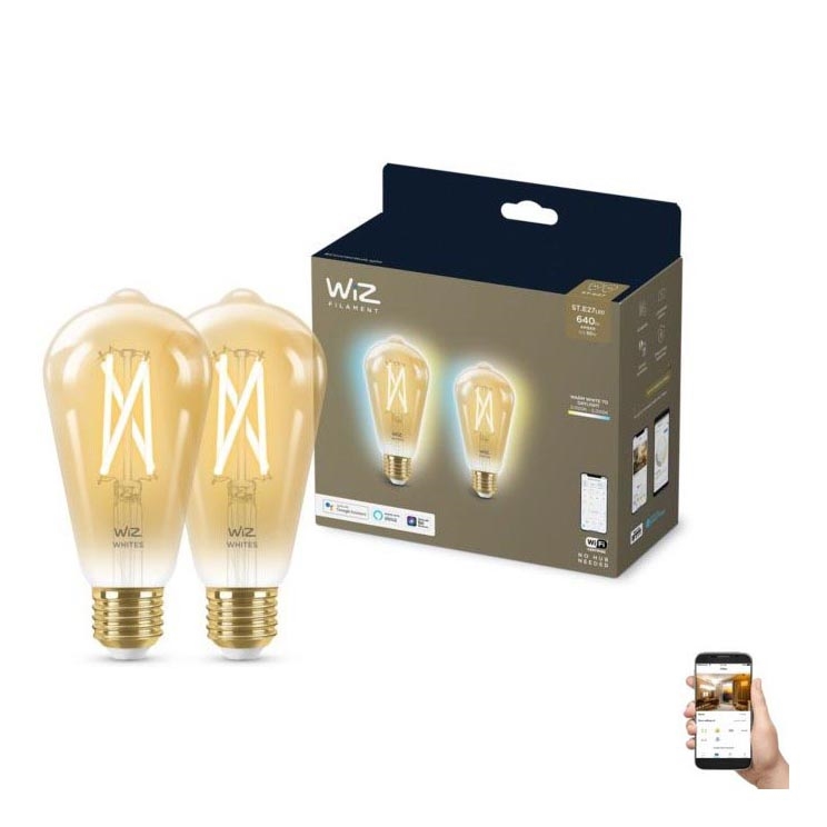 JUEGO 2x LED Bombilla regulable VINTAGE FILAMENT ST64 E27/6,7W/230V 2000-5000K Wi-Fi - WiZ