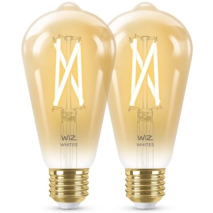JUEGO 2x LED Bombilla regulable VINTAGE FILAMENT ST64 E27/6,7W/230V 2000-5000K Wi-Fi - WiZ