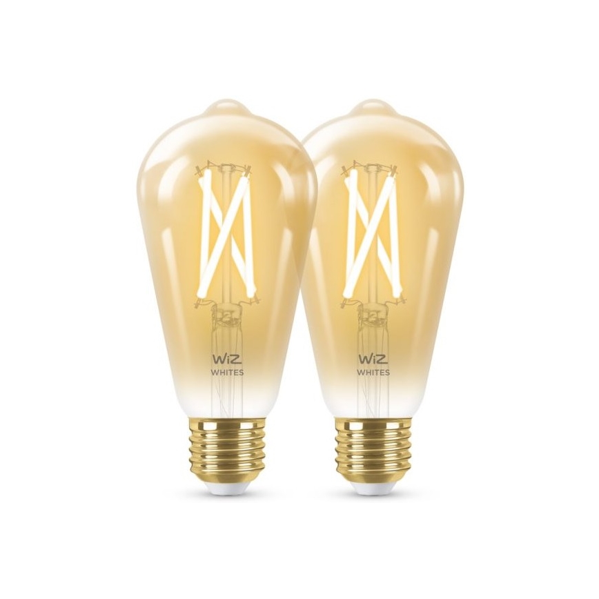 JUEGO 2x LED Bombilla regulable VINTAGE FILAMENT ST64 E27/6,7W/230V 2000-5000K Wi-Fi - WiZ