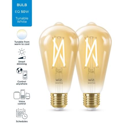 JUEGO 2x LED Bombilla regulable VINTAGE FILAMENT ST64 E27/6,7W/230V 2000-5000K Wi-Fi - WiZ