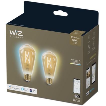 JUEGO 2x LED Bombilla regulable VINTAGE FILAMENT ST64 E27/6,7W/230V 2000-5000K Wi-Fi - WiZ