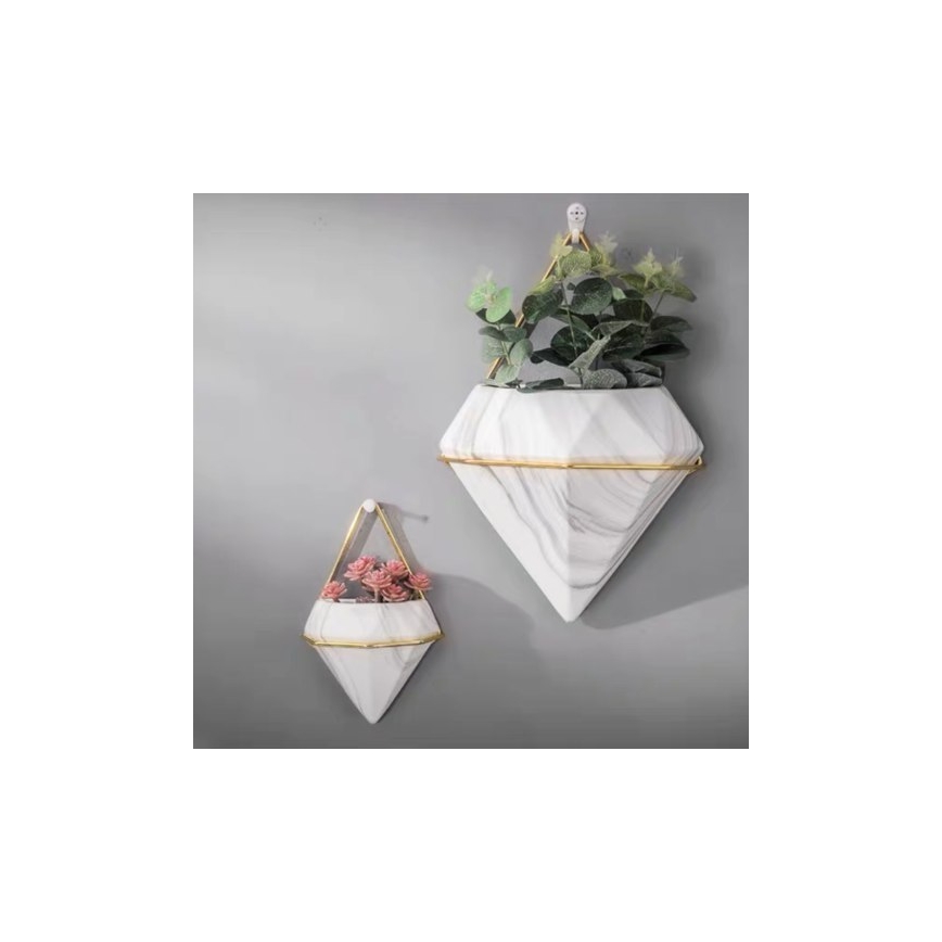 JUEGO 2x Maceta de pared SEMELA 23x20 cm dorado