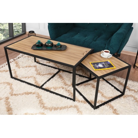 JUEGO 2x mesa de centro ATLANTIS marrón/negro