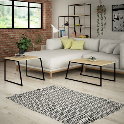 JUEGO 2x Mesa de centro PAL beige/negro