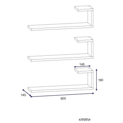 JUEGO 3x Estante de pared EMILY 18x60 cm blanco