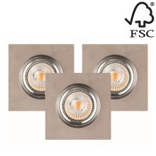 JUEGO 3x Lámpara empotrable de techo LED VITAR 1xGU10/5W/230V hormigón - Certificado FSC
