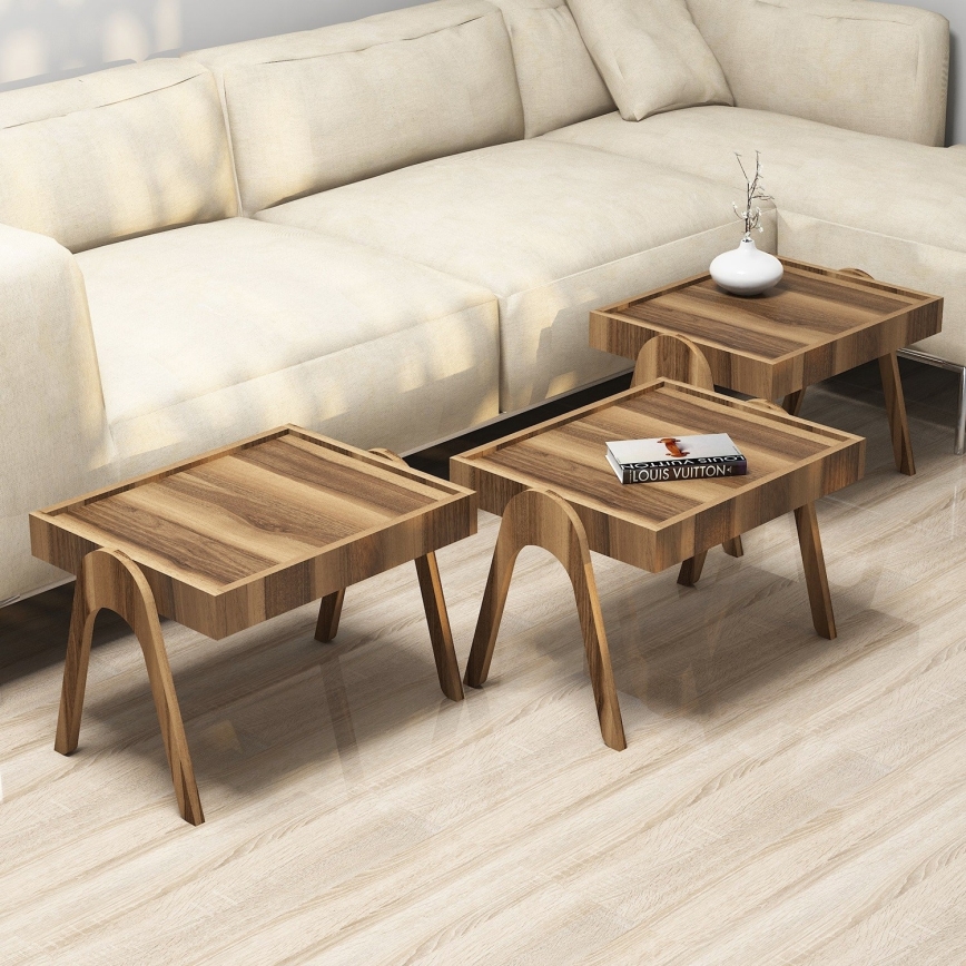 Juego 3x Mesa plegable 41x53,6 cm ROMA marrón
