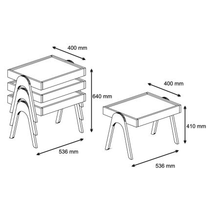 Juego 3x Mesa plegable 41x53,6 cm ROMA marrón