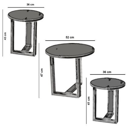 JUEGO 3x Mesa plegable MIRA marrón