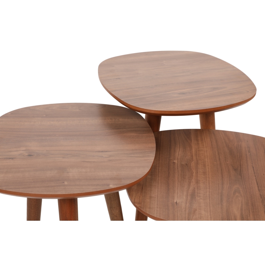 JUEGO 3x Mesa plegable TYN marrón