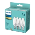 JUEGO 4x Bombillas LED Philips B35 E14/5W/230V 2700K