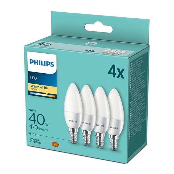 JUEGO 4x Bombillas LED Philips B35 E14/5W/230V 2700K