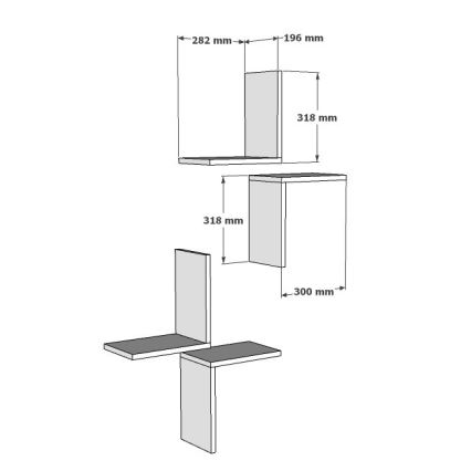 JUEGO 4x Estante de pared FACE 32x28 cm blanco