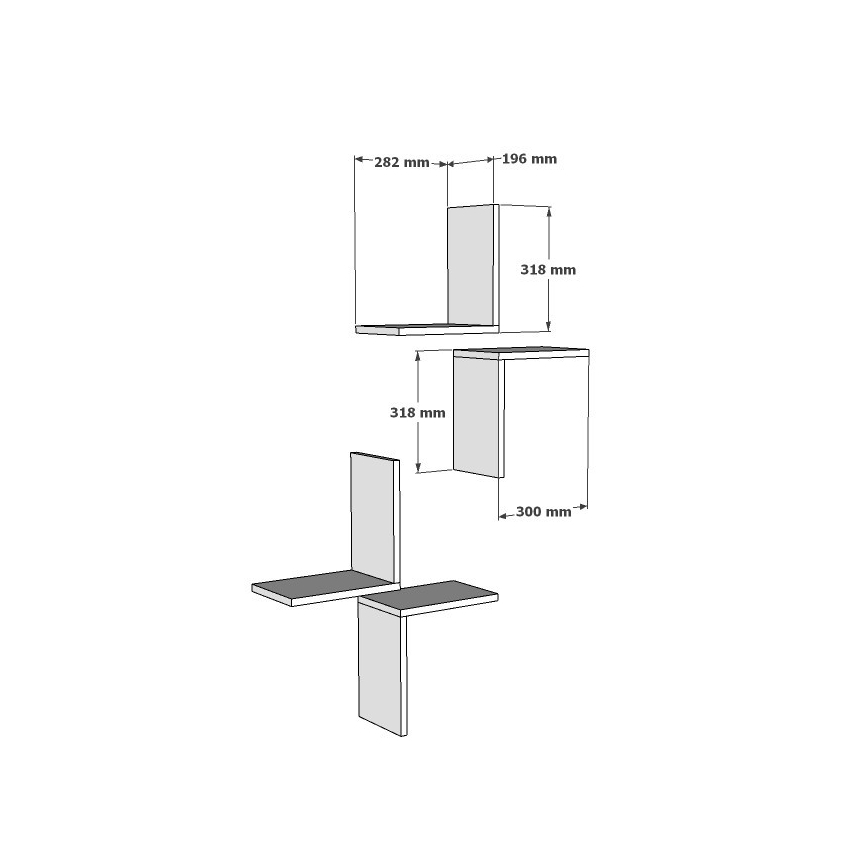 JUEGO 4x Estante de pared FACE 32x28 cm blanco
