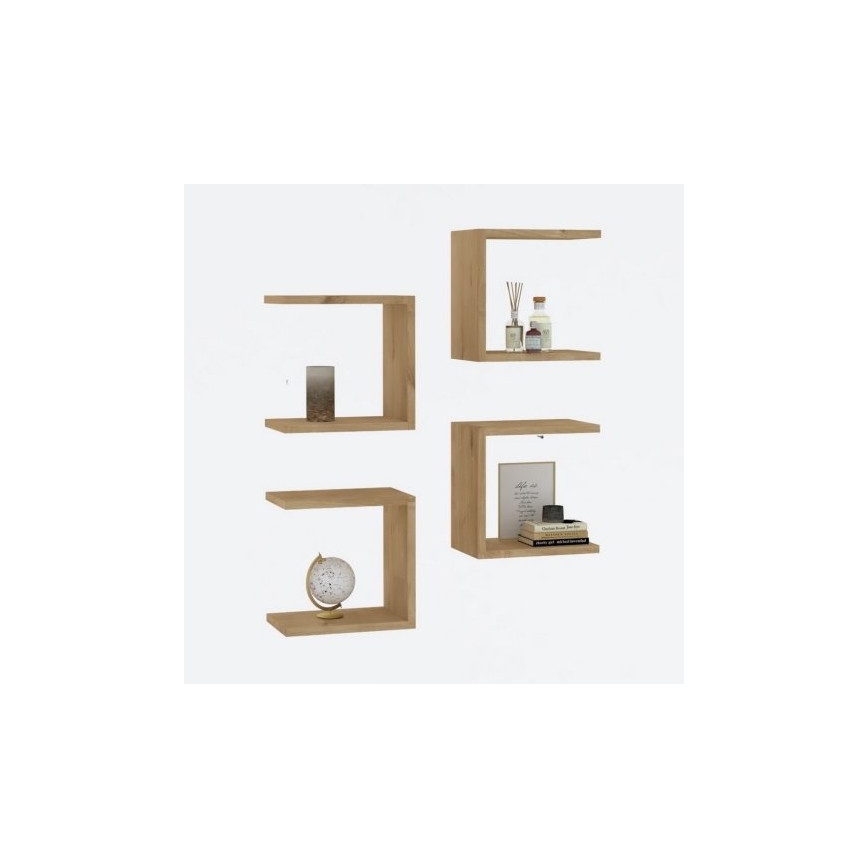 JUEGO 4x Estantería de pared BASE marrón