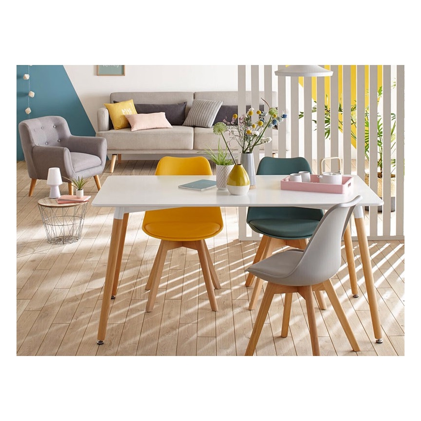 JUEGO 4x Sillas de comedor BAYA haya/gris claro