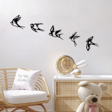 JUEGO 5x Decoración de pared pájaros