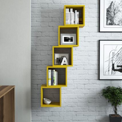 JUEGO 5x Estante de pared BOX amarillo