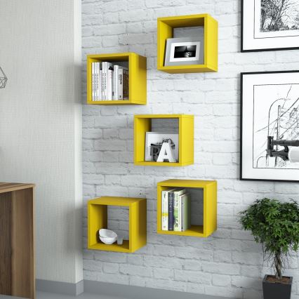 JUEGO 5x Estante de pared BOX amarillo