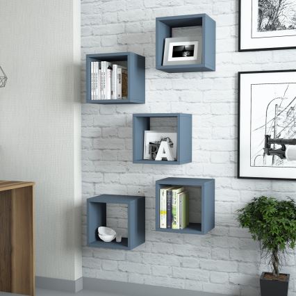 JUEGO 5x Estante de pared BOX azul