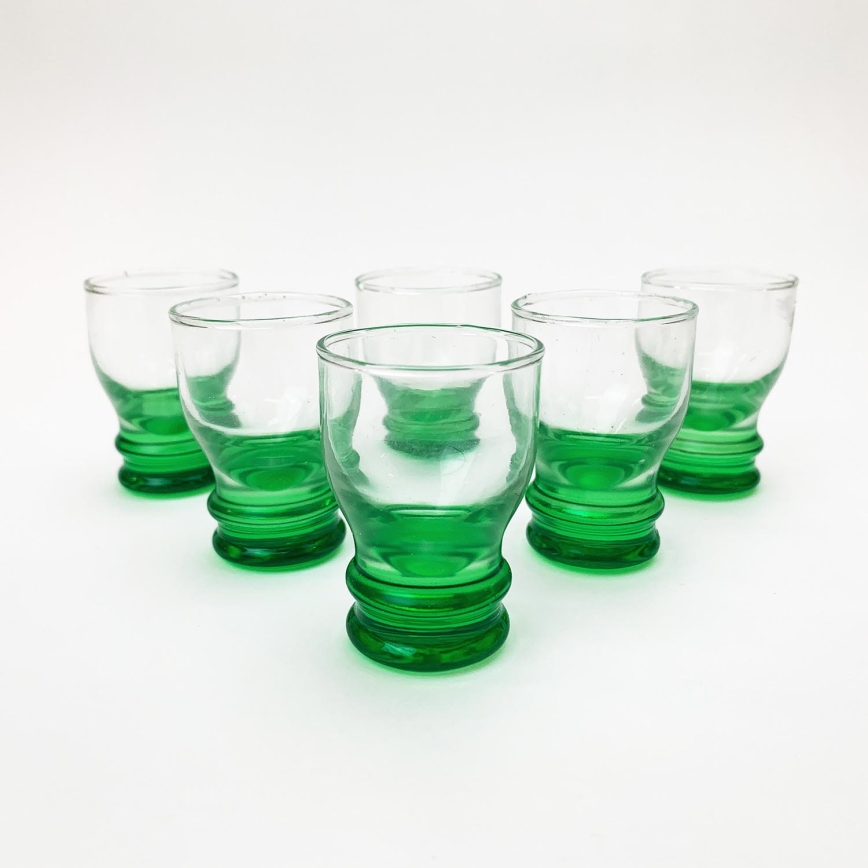 Juego 6x copas licor verde transparente