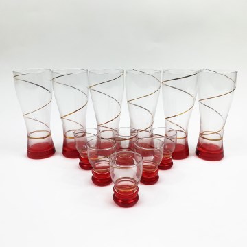 Juego 6x vaso grande y 6x vaso pequeño rojo