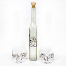 Juego Cornelia 1x botella de vidrio cuadrada y 6x vaso para chupitos transparente