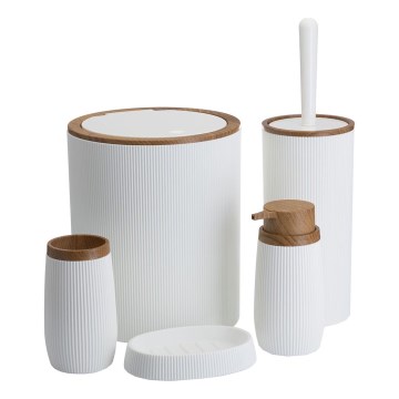 Juego de accesorios de baño ALISON 5 pz blanco/marrón