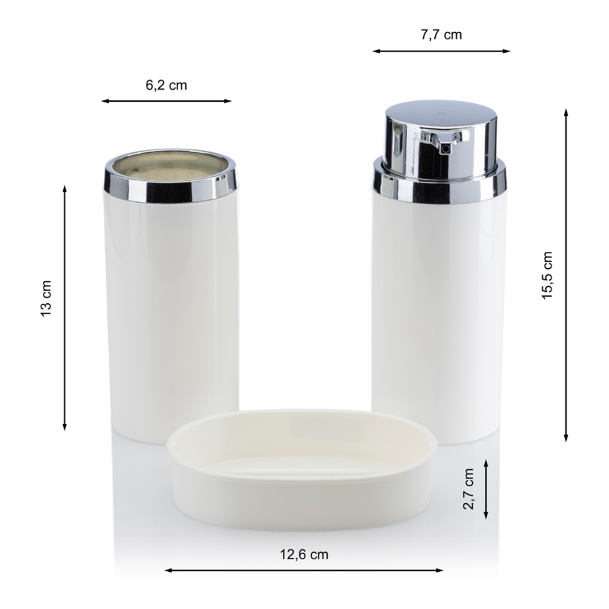Juego de accesorios de baño CARMEN 5 pz blanco/cromo brillante