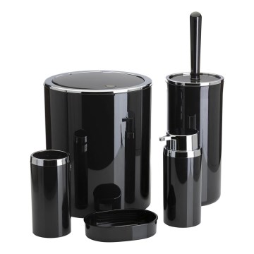 Juego de accesorios de baño CARMEN 5 pz negro/cromo brillante